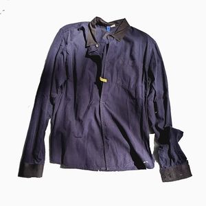 H&M Divided shirt, dark blue, contrasting black collar and cuffs. Mens Large.